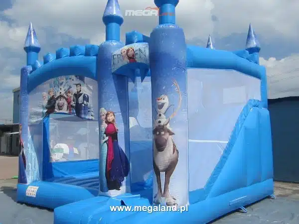 Nadmuchiwany zamek dla dzieci z motywem Frozen.